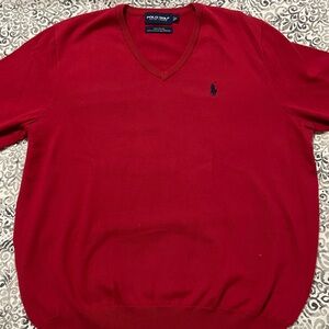 POLO ROUND NECK W/ RIB SWEATER MEN'S LUXURY (RED )100% LAMB